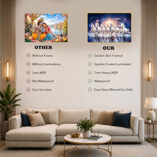 Image of 7 Running Horses Vastu Photo Frame, 16x24 Inch