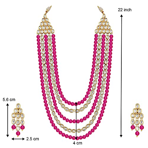 Image of Peora Kundan Faux Pearl Long Necklace & Jewelry Set Gift for Women