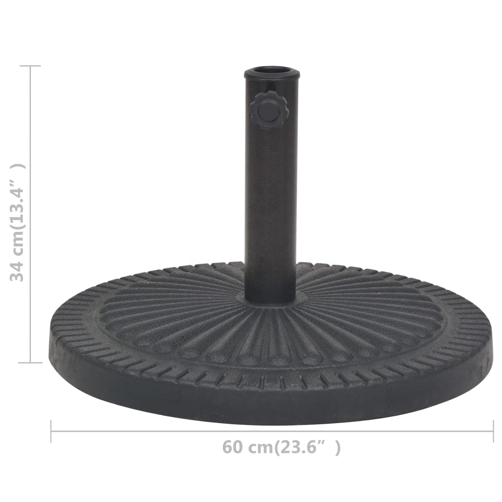 Stojak na parasol przeciwsłoneczny z żywicy, okrągły, czarny, 14 kg