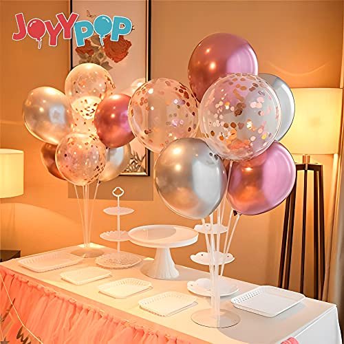 Image of JOYYPOP 12 Sets Balloon Stand Kit For Table, Balloon Sticks with Base Birthday Graduation Party Decorations Wedding