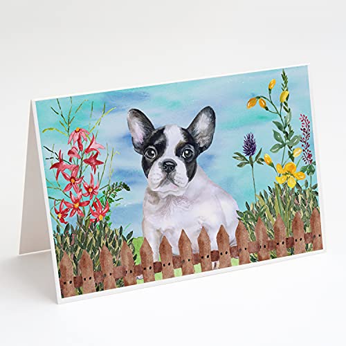 Caroline's Treasures CK1272GCA7P French Bulldog Black White Spring Greeting Cards and Envelopes Pack of 8 Blank Cards with Envelopes Whimsical A7 Size 5x7 Blank Note Cards