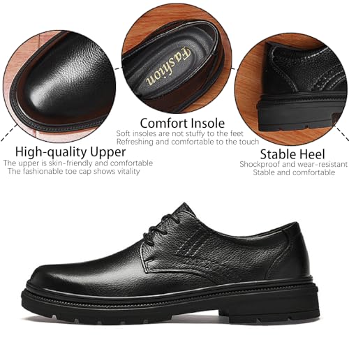 Men's Genuine Leather Dress Oxfords Fashion Comfort Round Toe Lace Up Business Derby Loafers for Formal Office Wedding Leather Shoes2