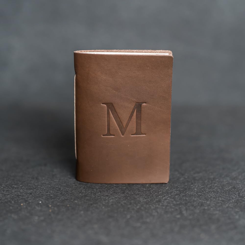 Ox & Pine Leather Pocket Journal Notebook - Personalized | Full Grain Leather | 3.5" x 5" (Dark Brown, Lined Paper)