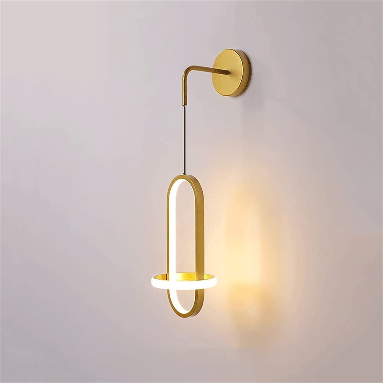 8W LED lange strip wandlamp met gouden afwerking, smeedijzeren lamplichaam acryl lampenkap schanslichten, moderne minimalistische wandlampen voor slaapkamer hoofdeinde, gang