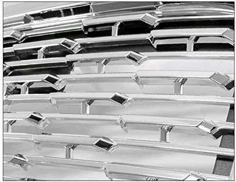 Mesh Style Front Bumper Upper Hood Grille Grill Chrome Compatible with 2015-2020 GMC Yukon/Yukon XL