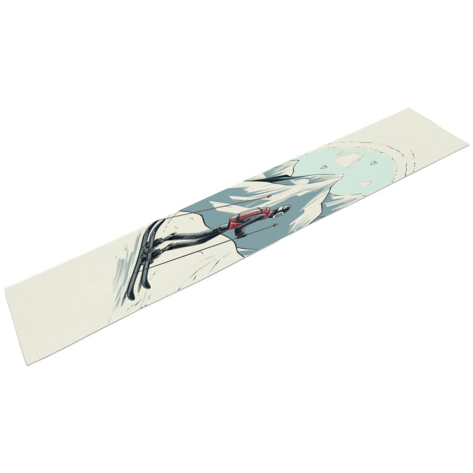 Skiing Theme Table Runner 13" X 72" Exquisite Linen Table Runner Wrinkle Resistant Farmhouse Rustic Table Runners Seasonal Table Decoration for Kitchen Dining Home Party