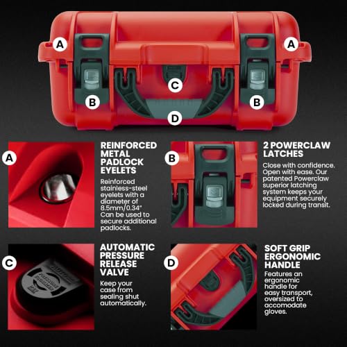 Image of NANUK 915 Hard Case with Cubed Foam - Compact Waterproof Travel Camera Hard Case with Padded Dividers, 13.8 inch x 9.3 inch x 6.2 inch - Dustproof and Impact Resistant, Airline Carry-On Approved - Red