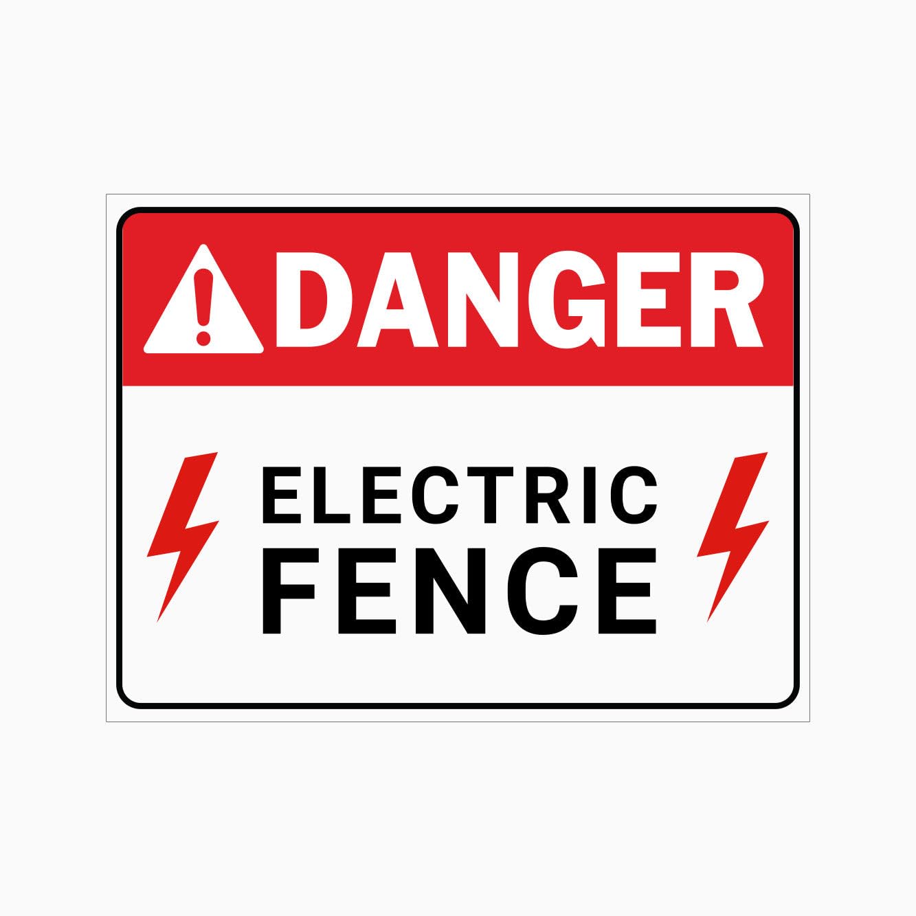 DANGER ELECTRIC FENCE Sign, 12x8 Metal Tin Sign, electric shock warning for farm fences, isolation barriers and pasture areas.