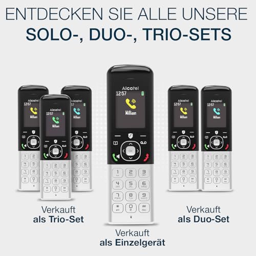 ALCATEL FX990 Voice Trio - Schnurloses DECT-Telefon mit Anrufbeantworter 50 Min. - Hochauflösendes Farbdisplay - Freisprechfunktion - Anrufsperre - VIP-Klingelton - 3 Mobilteile - Schwarz/Grau