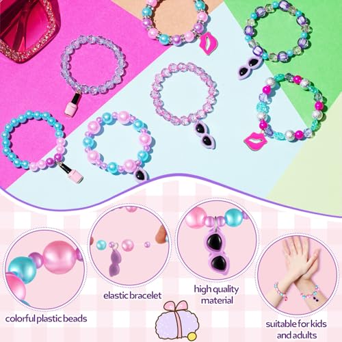 Sasylvia 12 Pcs Spa Bracelets Bulk Christmas Gift Goodie Bags Spa Party Favors Jewelry Charm for Makeup Party Supplies Girls Women Birthday Gifts3
