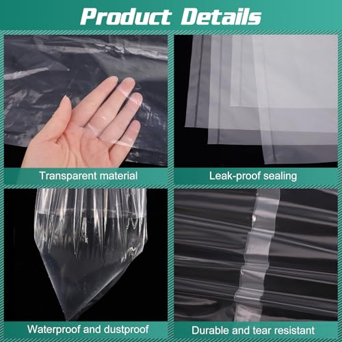 saerryor 10 Pcs Large Clear Plastic Bags, 100x152cm Heavy Duty Storage Bags with String, Dustproof Waterproof Packing Bags - Image 3