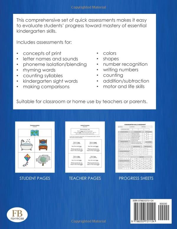 Essential Learning For Kindergarten Knowledge Test and Assessment Materials Testing Kit: Success In Kindergarten Progress Tracker For Reading Math Fine Motor Skills