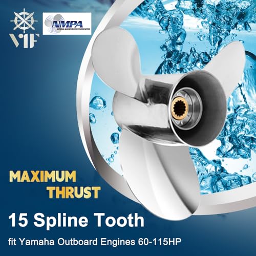 Image of VIF Boat Propeller with Yamaha Engines OEM Upgrade Stainless Steel Outboard Motors 60 /70 /75 /80 /85 /90 /100 /115 HP 15 Tooth, RH,14p 15p 17p 19p 21p