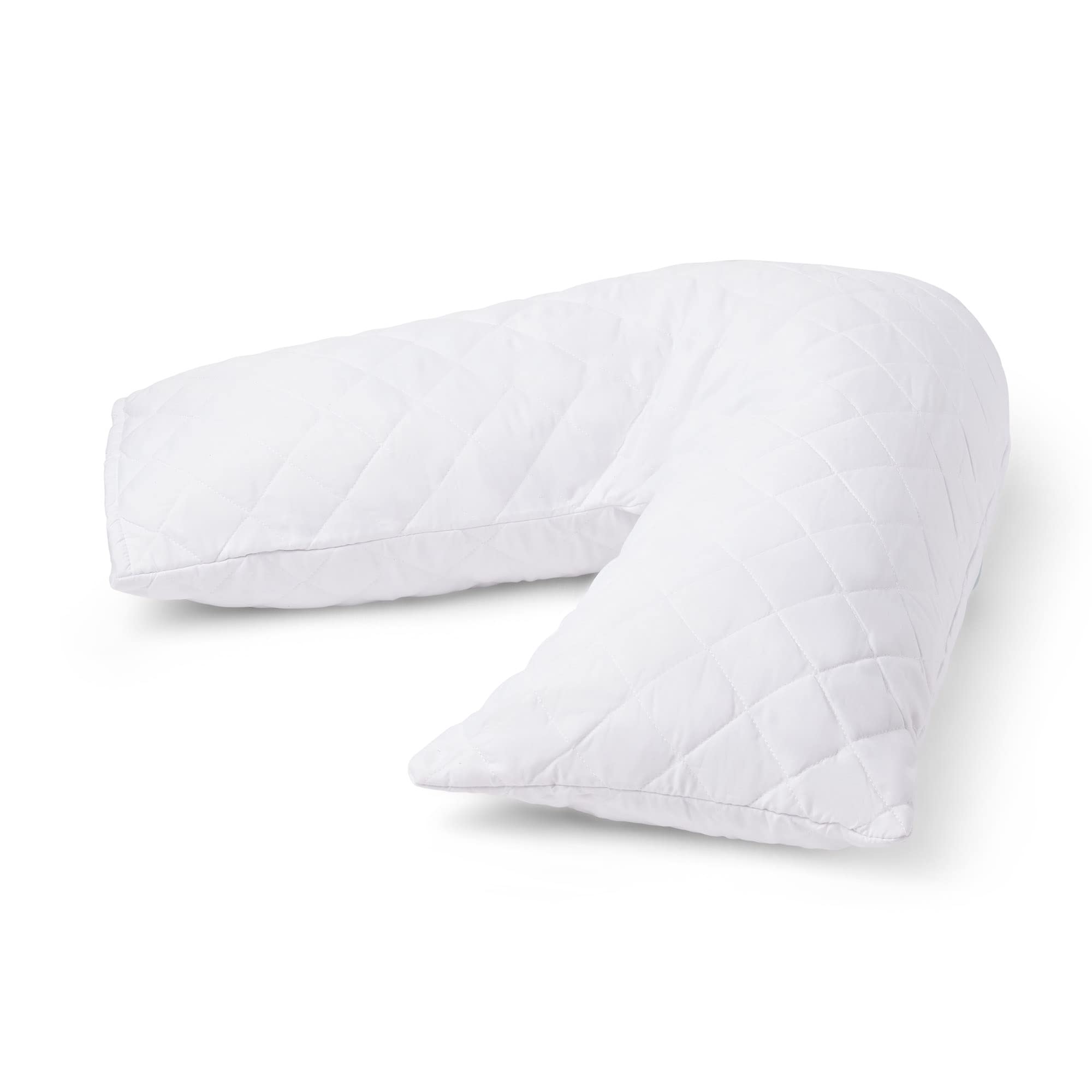 Charlotte Andersen Orthopaedic V Pillow with Pillowcase. Non Allergenic Quilted Cushioning Head, Neck & Back Support Pillow (V PILLOW WITH QUILTED PILLOWCASE, WHITE)