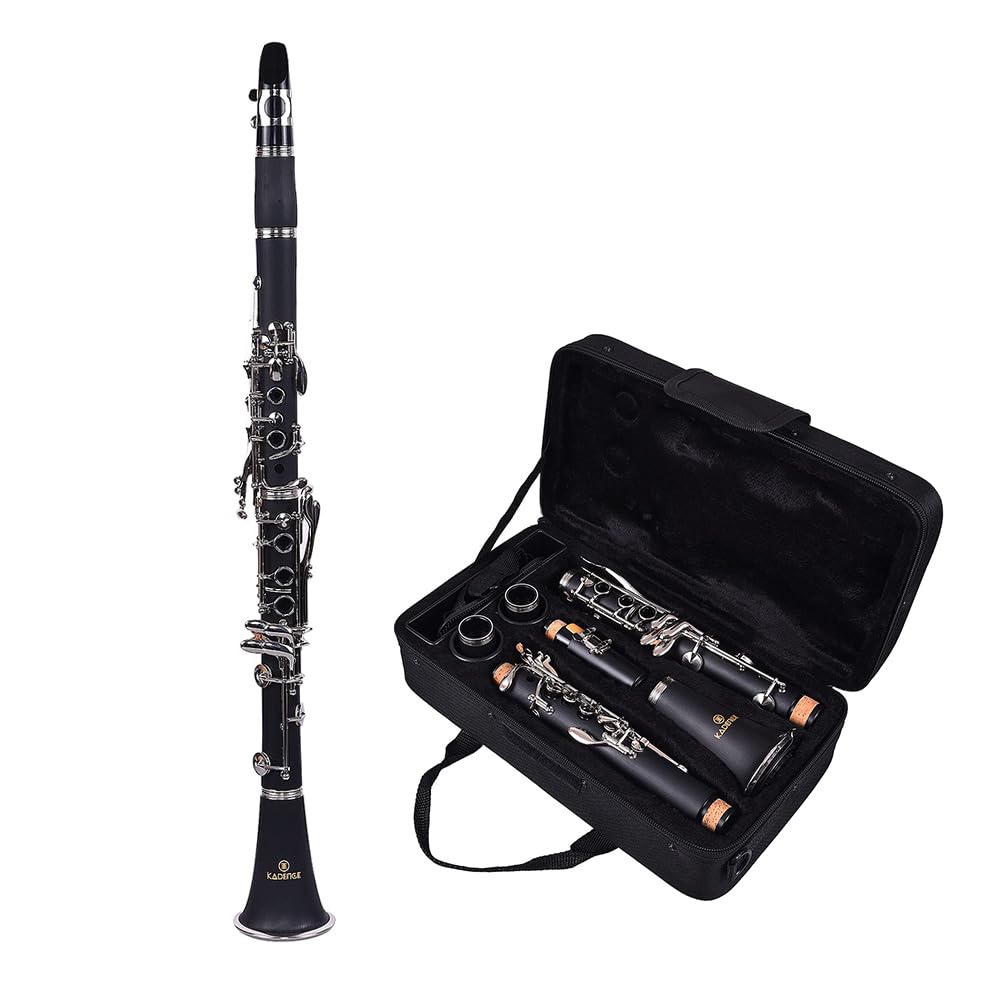 Kadence CLRNT-BK Touring Series B-flat Clarinet | 17 Keys with Closed-Hole | Wire Springs, Cylindrical Bore with B-Footjoint | Includes Hard Case, Mouthpiece, Ligature & Clarinet Stand | Black-image-20