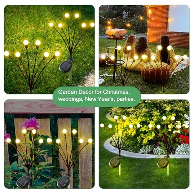 Solar Outdoor Lights, 6 Pack Firefly Solar Garden Lights for Outside, Garden Decorations