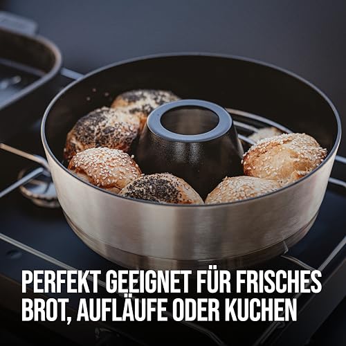 Enders® Mobiler Camping-Backofen VAMO™, für Backen, Garen und Kochen, kompatibel mit Kochern, Grills oder Herdplatten - außer Induktion, Fassungsvermögen ca. 2,3 Liter, integriertes Thermometer #6866