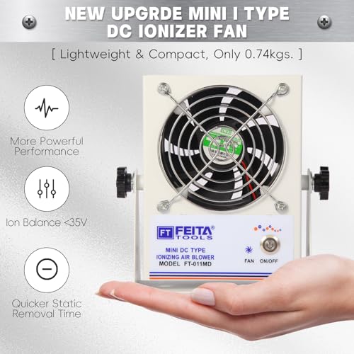 Image of FEITA Anti Static Ionizer Fan MINI Type DC Ionizing Air Blower Static Eliminator ESD Ionized Fan for Eliminating Electrostatic (FT-011MD)