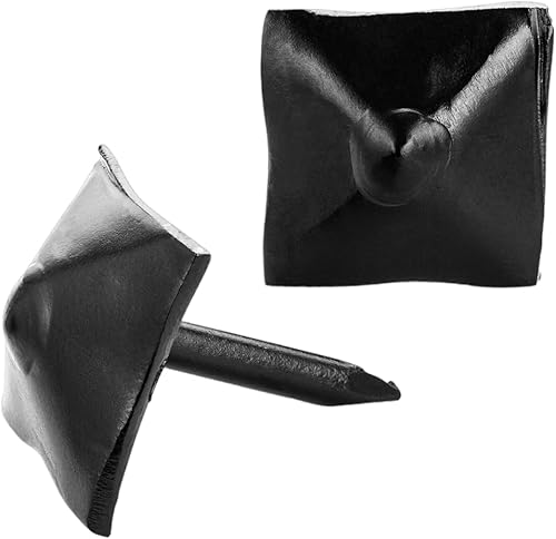 Paquete de 10 clavos decorativos con cabeza de pirámide de hierro de 0.75 pulgadas, color negro, acento decorativo para mejoras del hogar, persianas