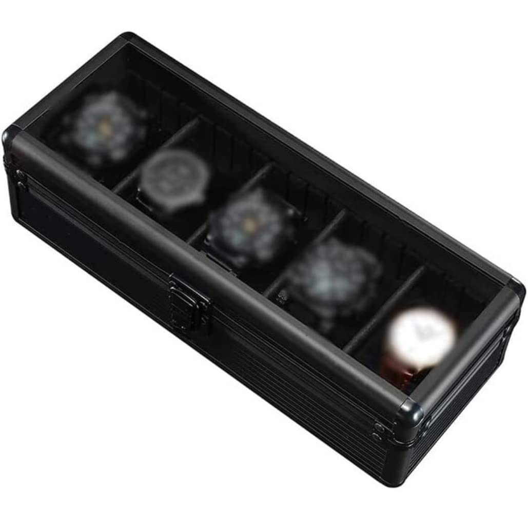 DANNMPX Watch Box Watch Storage Box For Men 5 Slots Display Case Organizer With Clear Glass Top Storage Case