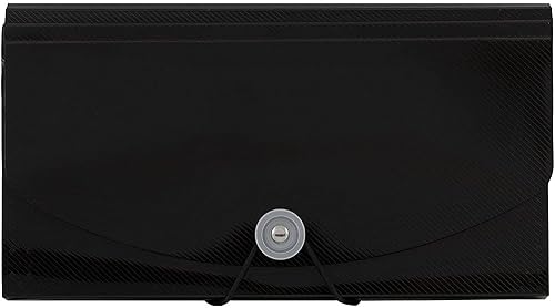 Miniatura 3 de Carpetas de acordeón - Archivo desplegable de plástico de 13 pliegos con botón y cierre de cuerda - Tamaño de cheque , Negro 0