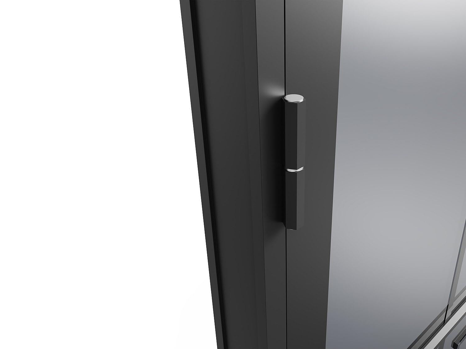 Vente-unique Juego de puerta reversible - aluminio y cristal templado - 204 x 73 cm - negro - SEROTO