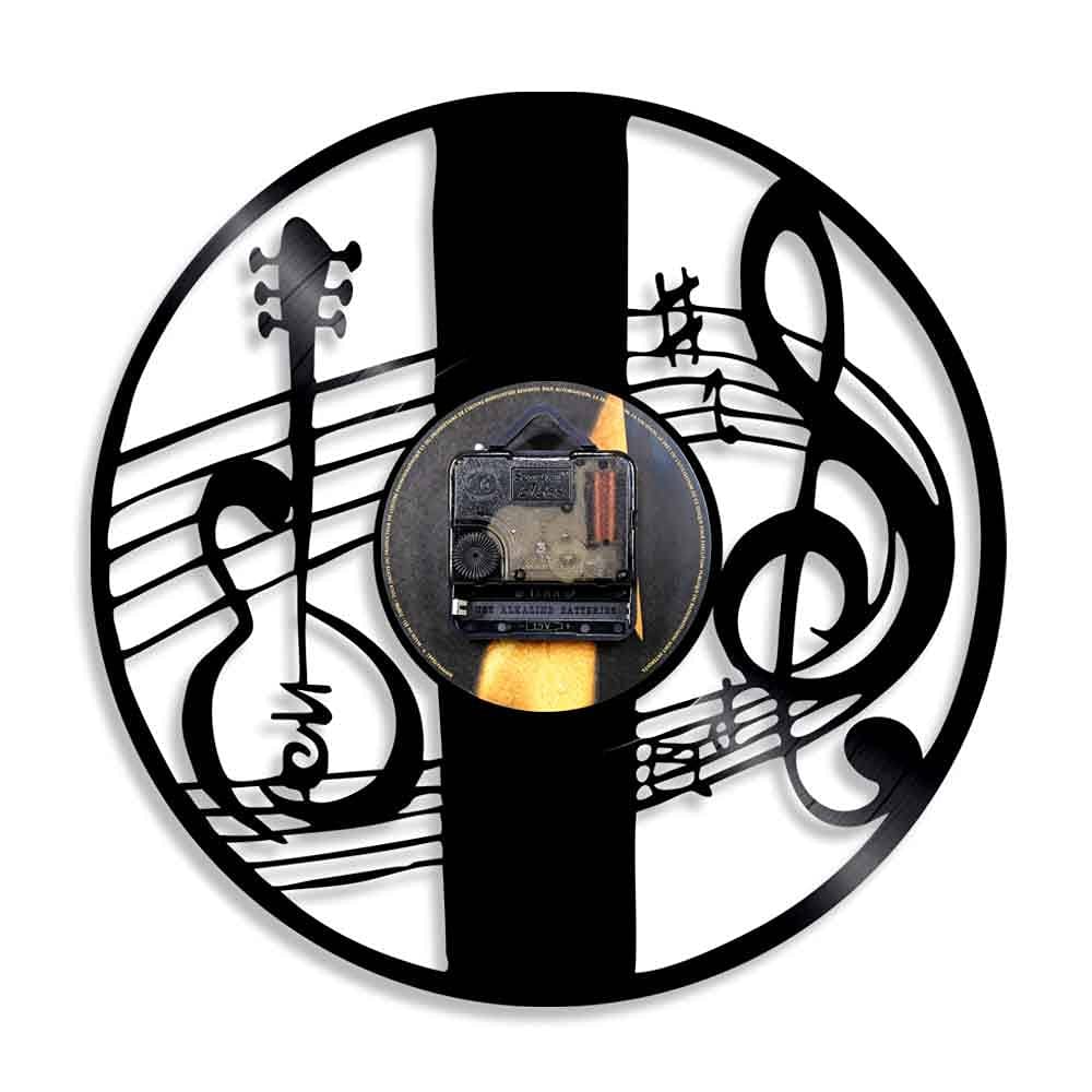 Chiave di violino Nota musicale Orologio da parete Arte da parete Strumento musicale Chiave di violino Orologio da parete Disco in vinile Musica classica Decorazioni per la casa Regalo Dia 30cm 7 co