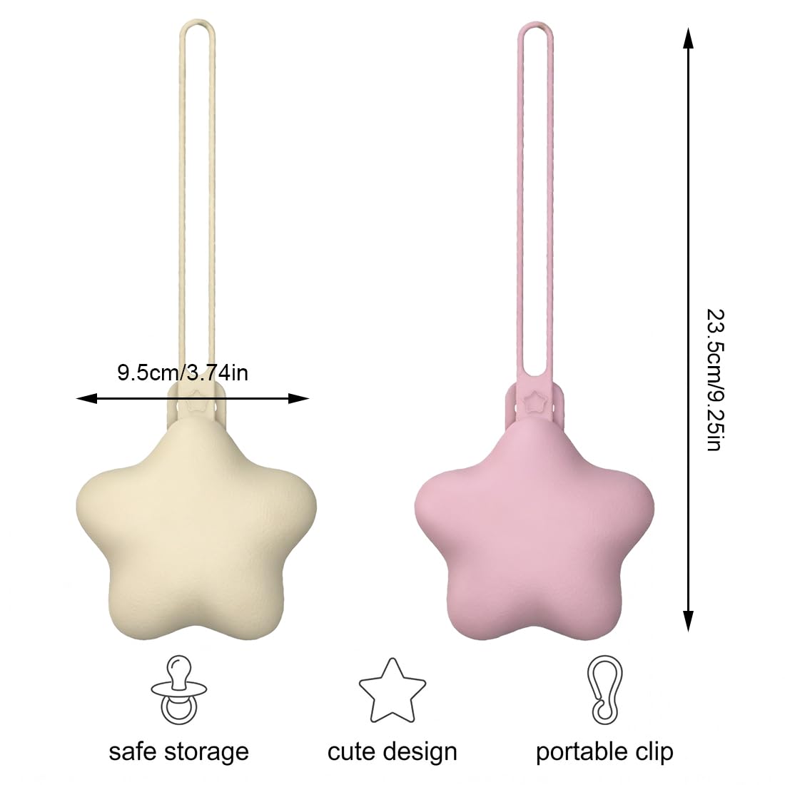 Boîte à sucette en silicone 2 Pièces, rangement hygiénique pour bébé, Violet clair