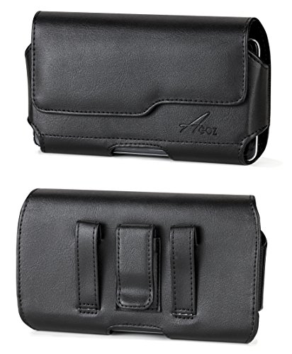 for Samsung Galaxy J3 Emerge SM-J327P, Galaxy J3 Eclipse SM-J327V, Galaxy J3 Mission, Premium Leather AGOZ Pouch Case Holster Cover with Belt Clip & Loops and Magnetic Closure