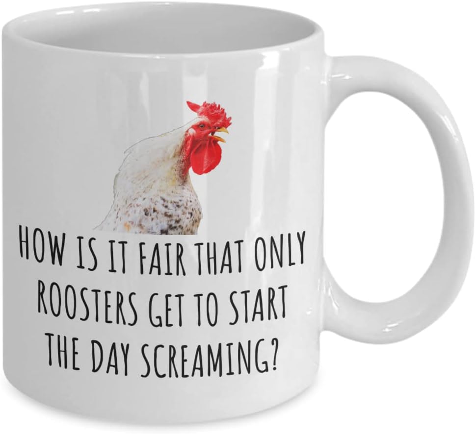 Funny Rooster Mug, Rooster Coffee Cup, Start the Day Screaming, Rooster Lover, Chickens