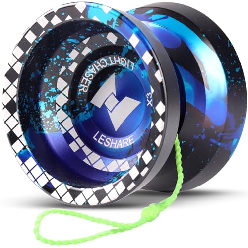 LONTOMYOYO Unresponsive Yoyo Professional [Responsive Bearing Included Auto Return] with Ball Bearing Mosaic Extraordinary Yo-Yos Ball Sleeper Yoyos, (Blue Black)