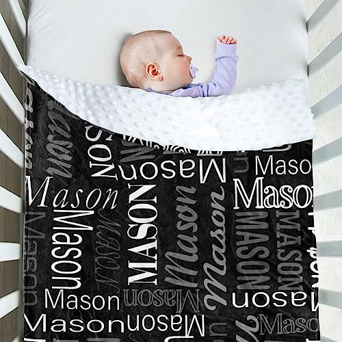 Image of Custom Baby Blanket - Personalized Names Design - Soft Plush Blanket with Double Layer Dotted Backing for Boys Girls Color15(30x40 inches)