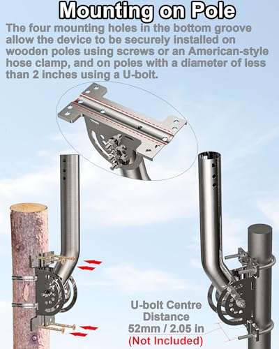 Image of 430 Stainless Steel Heavy Duty Antenna Mount, 2-Pack 13 in Three-Screw Locking Pivot J-Pole for Wall, Eave or Roof, 1.38 in OD, for Outdoor Point to Point AP Access Point CPE WiFi Extender Repeater