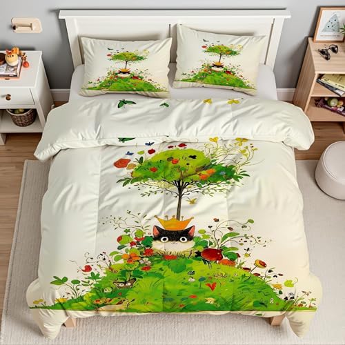 Housse de couette chat 90x190 microfibre douce pour lit simple KG938 - 3