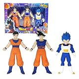 Bizak Monsterflex Dragon Ball Pack 3 Figuras tamaño Maxi,muñecos Extensibles y elásticos,Ultimate Gohan,Ultra Inst. Sign Goku,Super Saiyan Blue Ev.Vegeta,coleccionistas y niños 4 años (64390231-9)