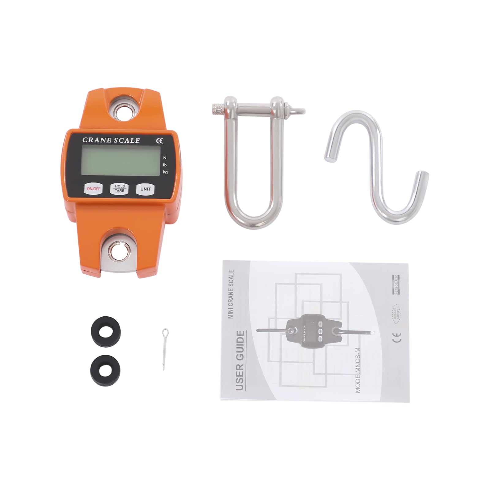 Báscula de grúa 0,15 hasta 400 kg, digital, báscula colgante lbs/kg/N, 0,05 kg, precisión salvaje, báscula industrial, pantalla LCD, báscula colgante, mini báscula portátil con cinta métrica integrada