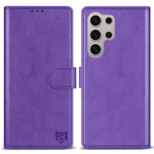 Image of ZZXX for Samsung Galaxy S25 Ultra Wallet Case with [RFID Blocking] Card Slot Kickstand Magnetic Closure Leather Flip Fold Protective Phone Case for Galaxy S25 Ultra 5G Case Wallet(Purple-6.8 inch)