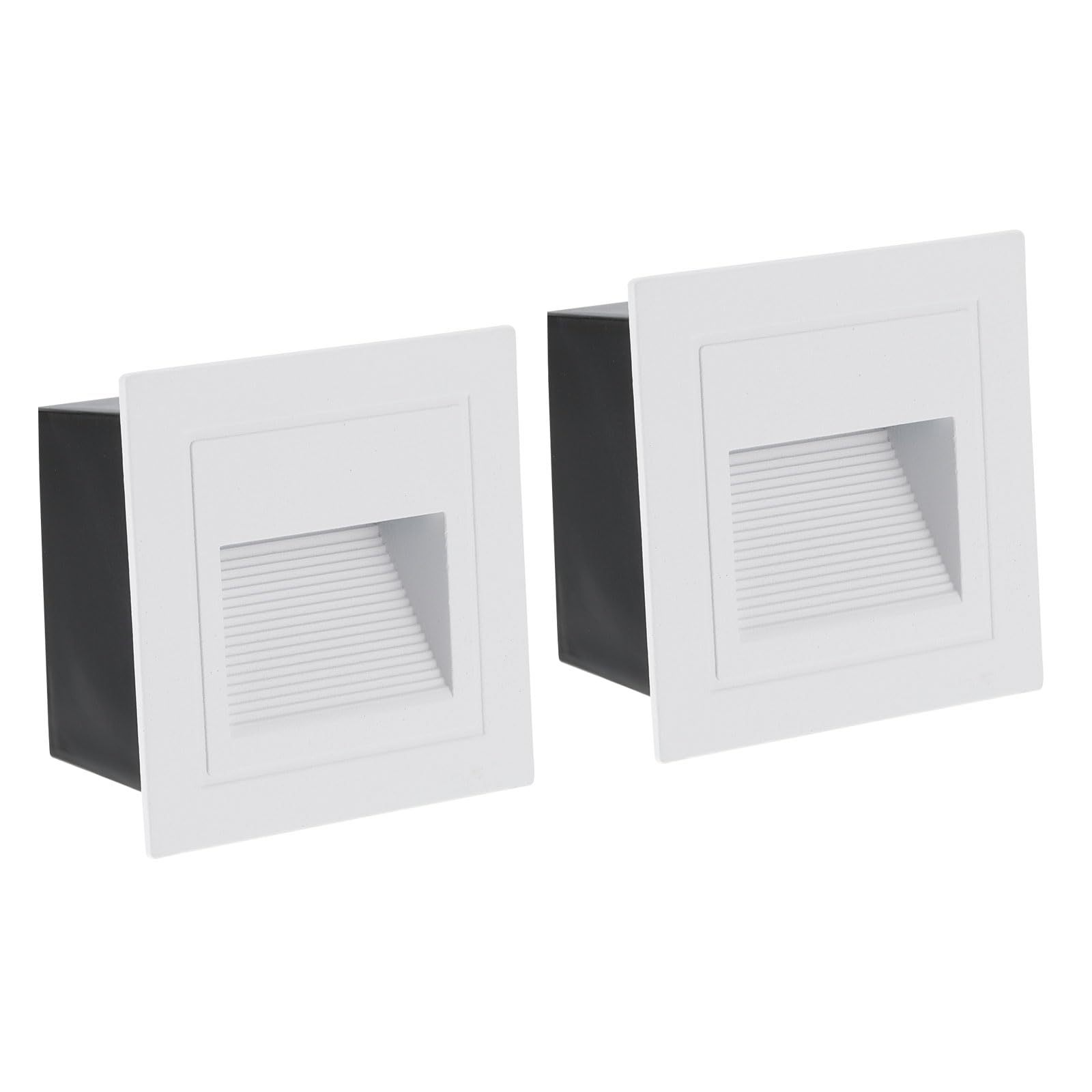 PATIKIL 6000K LED Step Light, 2 Pack 3W 120V Recessed Stair Light Aluminum Waterproof 105lm Pure White Stairway Lights Indoor Outdoor, White Shell