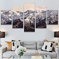 SIGNWIN 5 Panel Canvas Wall Art Modern Art Expressive Landscape Modern Mountain Top Multicolor Photography for Home Decorations Ready to Hang - 60