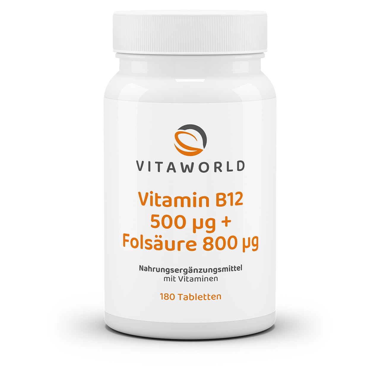 3er Pack Vita World Vitamin B12 500 µg + Folsäure 800 µg 3 x 180 Tabletten Vegan/Vegetarisch Apotheker-Herstellung