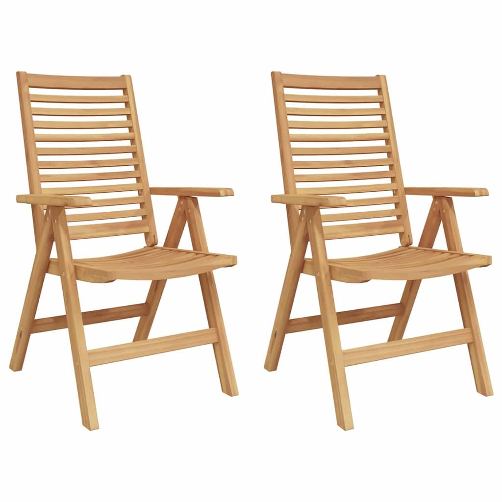 2er Set Akazienholz Gartenstühle klappbar 52 x 64,5 x 108 cm Braun wetterfest modernes Design für Terrasse Balkon und Camping
