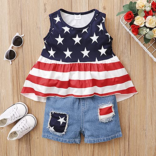 Set Sleeveless Stripe Baby Star Girl Toddler Kids Outfits Top 4Th-Of-July Shorts Boys Baby Boy (Dark Blue, 4-5 Years) #TOP4