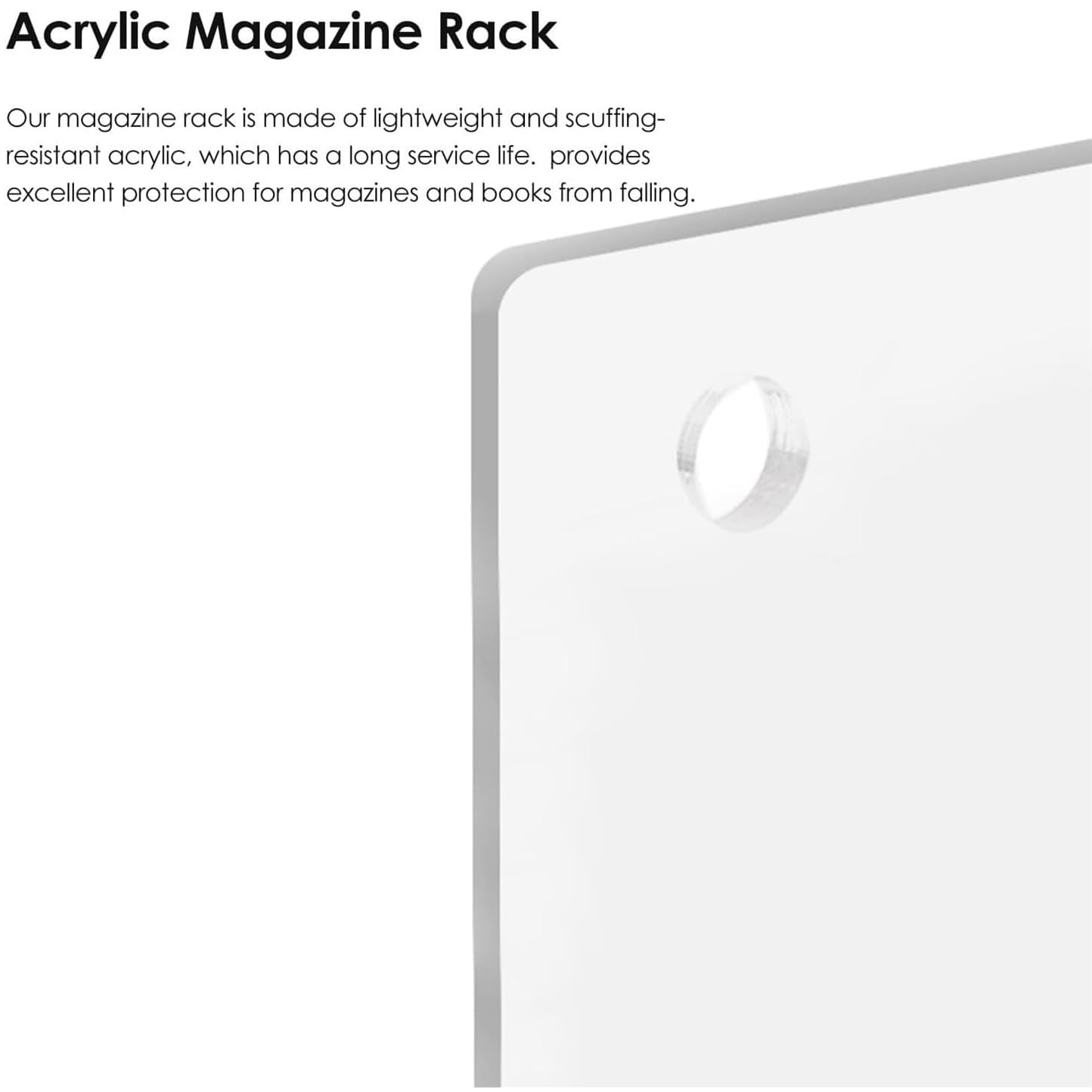 Portariviste in acrilico, Porta riviste da parete in acrilico, porta brochure trasparente regolabile(White,40cm)