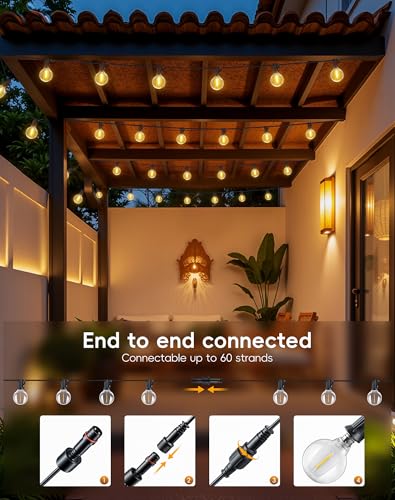 Outdoor-Garden-String-Lights-Mains-Powered 9M Festoon Lighting 30Ft Gazebo Lights Outside Waterproof Electric LED G40 Bulb Shatterproof Pergola Patio Backyard Porch Terrace Partylight Connectable - Image 6