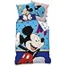 Linon Kinder Bettwäsche Mickey Mouse " Motiv Sitting " 135 x 200 cm + 80 x 80 cm Neu & Ovp 100% Baumwolle Micky Maus
