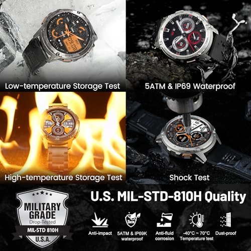 KOSPET Smart Horloge voor mannen, 1,4 inch AMOLED Touchscreen Sport Horloges met Hartslagmeter, SpO2, Fitness Smartwatch met 5ATM IP69K Waterdicht, 24H Slaap Tracking voor Android iOS Sliver - Afbeelding 3