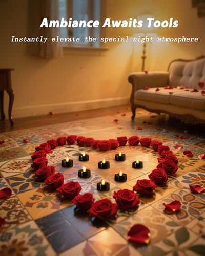 Image of Amagic 30 Pcs Black Flickering Flameless Tea Lights Battery Operated, LED Holiday Fake Candles, 200+ Hours Long Lasting Colored Candle for Halloween, Pumpkin, Ofrenda, Christmas, Party, Home Decor