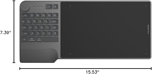 Miniatura 10 de Tableta de dibujo inalámbrica HUION Inspiroy Keydial KD200 Tableta gráfica Bluetooth con dial de teclado, 5 teclas expresas personalizadas,