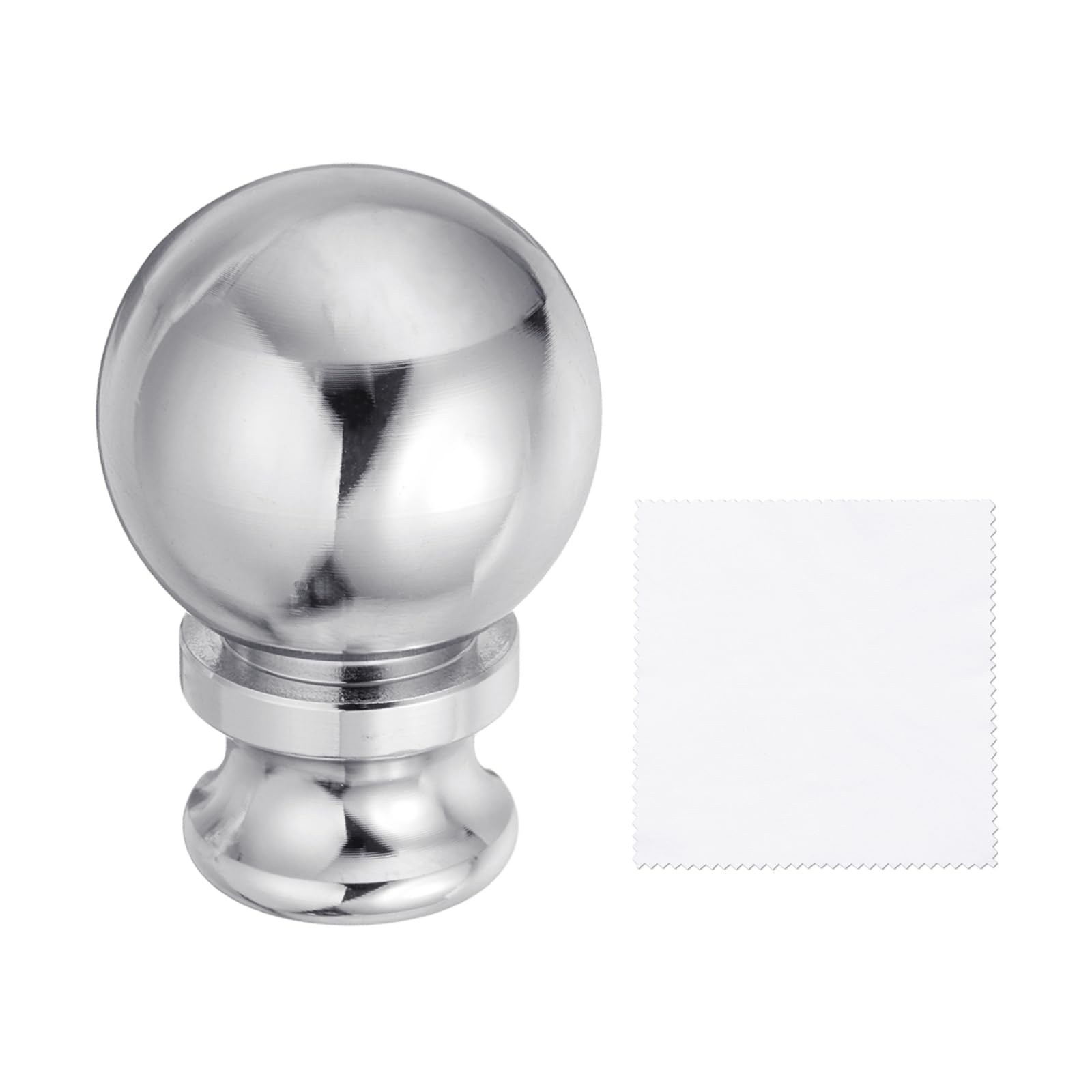 sourcing map 1.5" Ball Tall Lamp Finials, 1/4-27 Thread Lamp Cap Knob Decoration Screw Cap Nuts with Cleaning Cloth for Table Floor Lighting Fixtures Shade Holder Decor, Silver