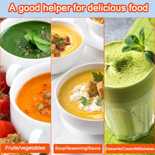 Commercial immersion blender blending thick vegetable soup